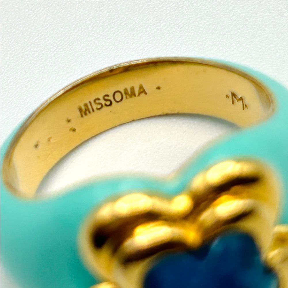 Missoma Good Vibes Large Enamel Flower Gemstone Ring Size 7.5 - Picture 8 of 15